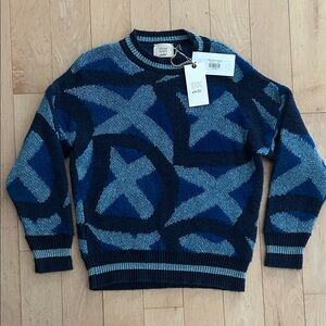 NWT DX blue fuzzy and sparkly sweater size L